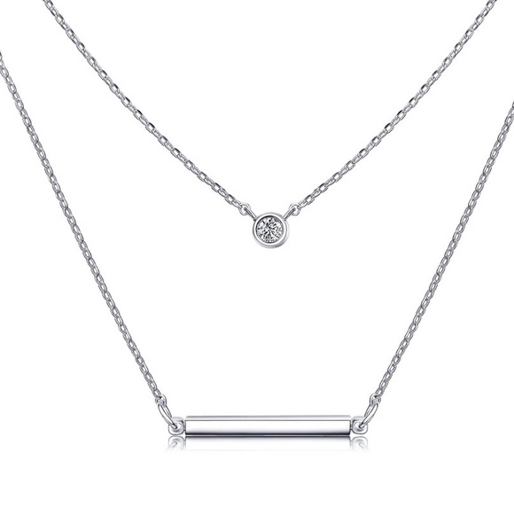 SILVERTONE LAYERED NECKLACE - Picture 4 of 5